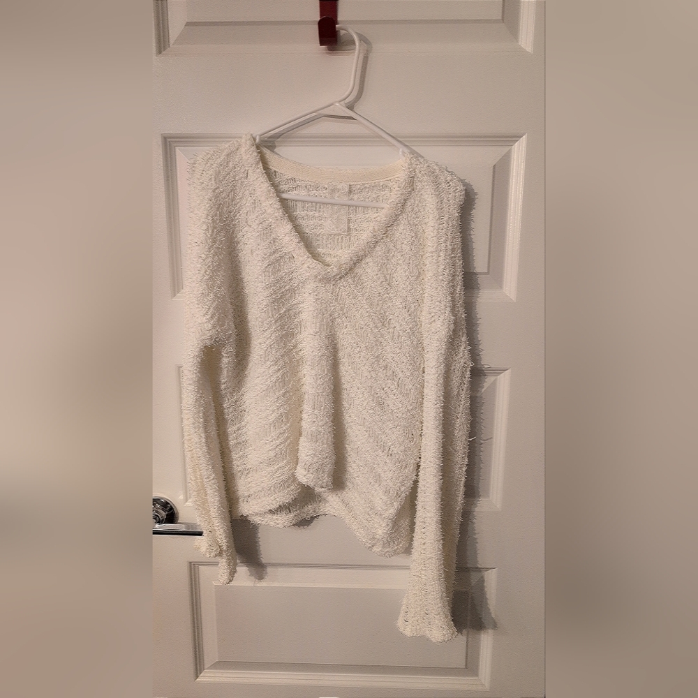 Cozy White V-Neck Sweater